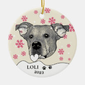 Potcake hond gepersonaliseerde hand tekening keramisch ornament (Voorkant)
