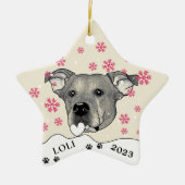 Potcake hond gepersonaliseerde hand tekening keramisch ornament (Voorkant)
