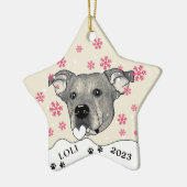 Potcake hond gepersonaliseerde hand tekening keramisch ornament (Links)