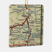 Poteau OK en Heavener Oklahoma Map Keramisch Ornament (Rechts)