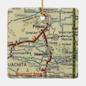 Poteau OK en Heavener Oklahoma Map Keramisch Ornament (Achterkant)
