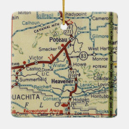 Poteau OK en Heavener Oklahoma Map Keramisch Ornament