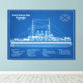 Potemkin - Schip Blauwdruk Plannen ABD Canvas Afdruk (Insitu (Houten vloer))