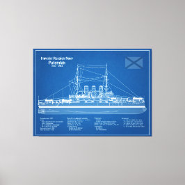 Potemkin - Schip Blauwdruk Plannen ABD Canvas Afdruk