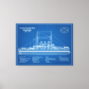 Potemkin - Schip Blauwdruk Plannen ABD Canvas Afdruk