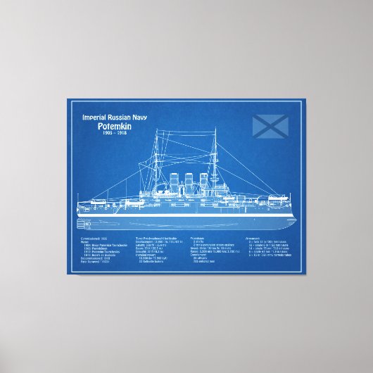 Potemkin - Schip Blauwdruk Plannen ABD Canvas Afdruk (Voorkant)