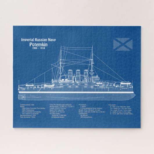 Potemkin - Schip Blauwdruk Plannen ABD Legpuzzel (Horizontaal)