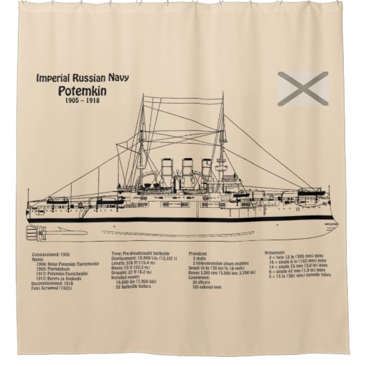 Potemkin - Schip Blauwdruk Plannen SD Douchegordijn (Voorkant)