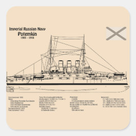 Potemkin - Schip Blauwdruk Plannen SD Vierkante Sticker