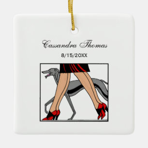 Poten Art Deco Vrouwen Windhond Whippet Hond R Keramisch Ornament