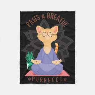 Poten En Adem Purrfect Schattig Grappig Kat Yoga M Fleece Deken