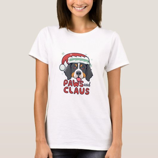 Poten en Claus - Kerstmis Berner Hond T-shirt (Voorkant)