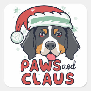 Poten en Claus - Kerstmis Berner Hond Vierkante Sticker