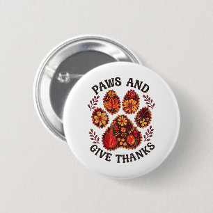 Poten en Dank Dog Dankdag Herfst Ronde Button 5,7 Cm