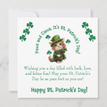 Poten en Klauwen St. Patrick's Day Kabouter Kat