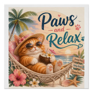 Poten en Ontspannen Strandkat Perfect Poster