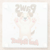 Poten en reflecteren Schattigee hond Glazen Onderzetter (Achterkant)