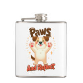 Poten en reflecteren Schattigee hond Heupfles (Voorkant)