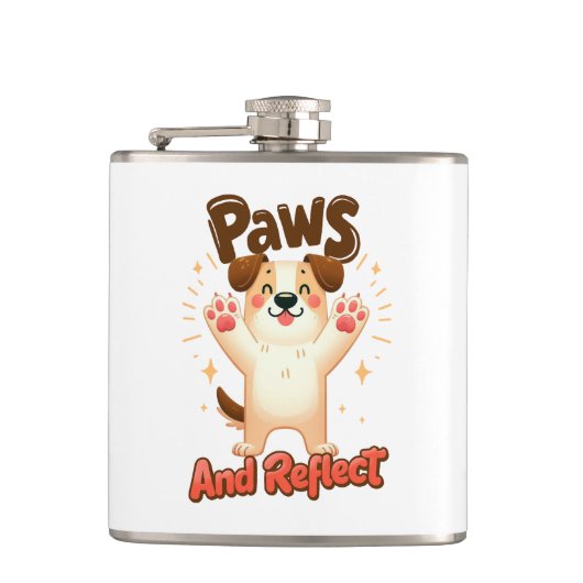 Poten en reflecteren Schattigee hond Heupfles (Voorkant)