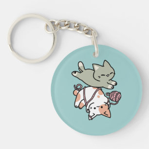 Poten en Spelen – Schattige Kattenillustratie Sleutelhanger
