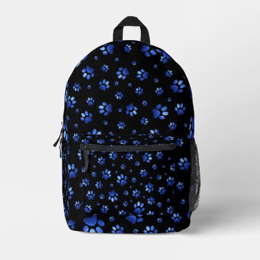 Poten print sprankelblauw glitter, bedrukte rugzak (Voorkant)