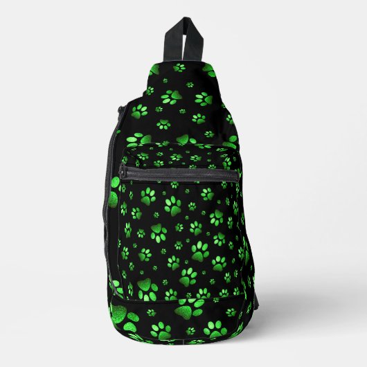 Poten print sprankelend groen glitter, sling bag (Voorkant)
