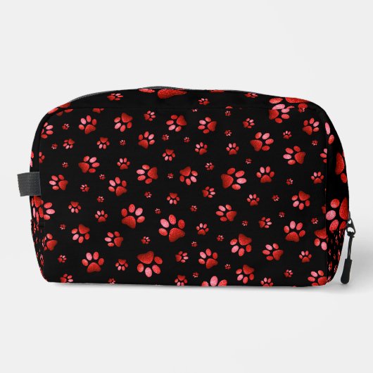 Poten print sprankelrood glitter, toilettasje (Voorkant)