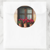 Poten voor bloemen in het dorp ronde sticker (Tas)