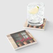 Poten voor bloemen in het dorp stenen onderzetter (Zijkant)