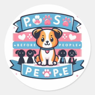 Poten Voor Mensen Schattige Hond Liefhebber Ronde Sticker