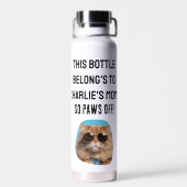 Poten Weg van Kat Moeder Grappige Typografie Foto Waterfles (Achterkant)