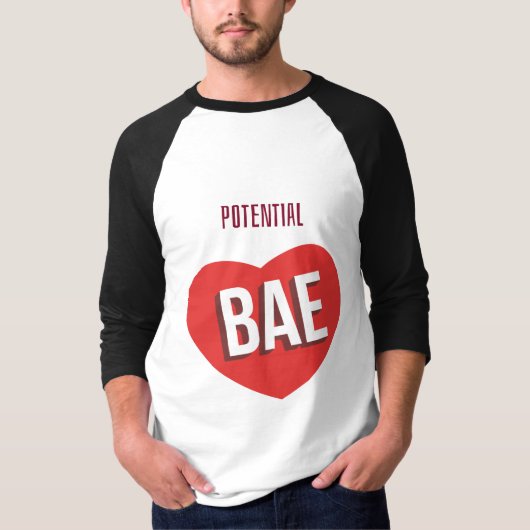 Potentieel Bae Heart Raglan-T-shirt T-shirt (Voorkant)