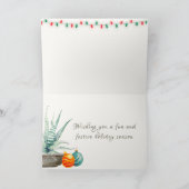 Potentiële cactus, Gecko en kerstsieraden Feestdagen Kaart (Binnen)