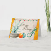 Potentiële cactus, Gecko en kerstsieraden Feestdagen Kaart (Voorkant)