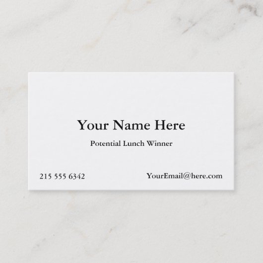 Potentiële Visitekaartjes van de Lunch Winner (Voorkant)