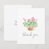 Potentiële Waterverf Cyclamen Hartelijk dank Bedankkaart (Voorkant / Achterkant)