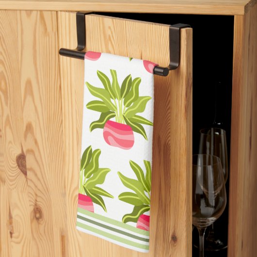 Potgroen Gestreepte Trim Keuken Handdoeken (Derde Gevouwen)