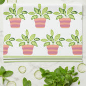 Potgroen Gestreepte Trim Keuken Handdoeken (Gevouwen)