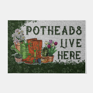 Potheads live Hier Mat, Planten Retro Vibes Deurmat