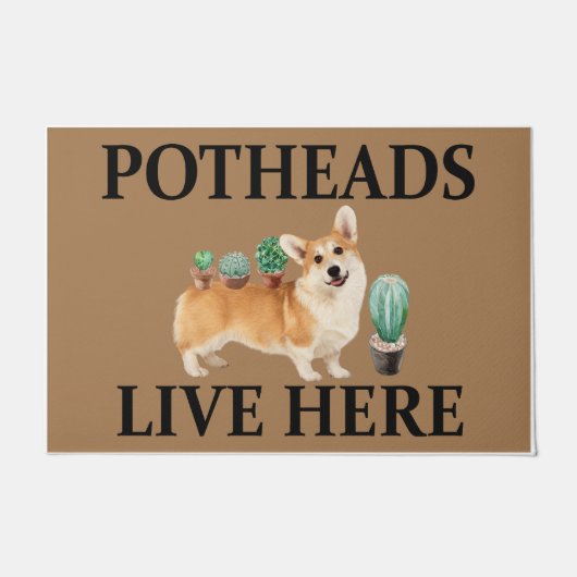 Potheads wonen hier, hondencadeauliefhebber Corgi Deurmat (Voorkant)