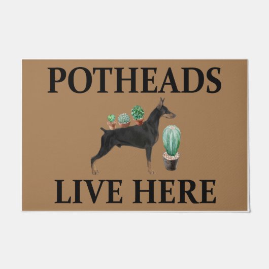 Potheads wonen hier, hondencadeauliefhebber Doberm Deurmat (Voorkant)