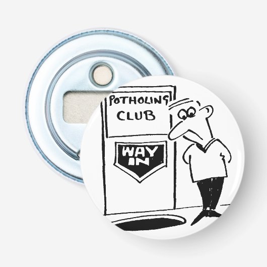 Potholing Club Entrance in de Cartoon Floor Button Flesopener (Voorkant)