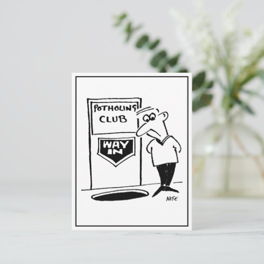 Potholing Club Entree in de vloer. grappig Briefkaart (Staand voorkant)