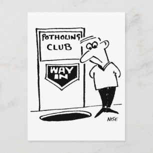 Potholing Club Ingang in de Vloer Cartoon Briefkaart