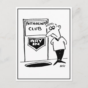 Potholing Club Ingang in de Vloer. Grappig Briefkaart