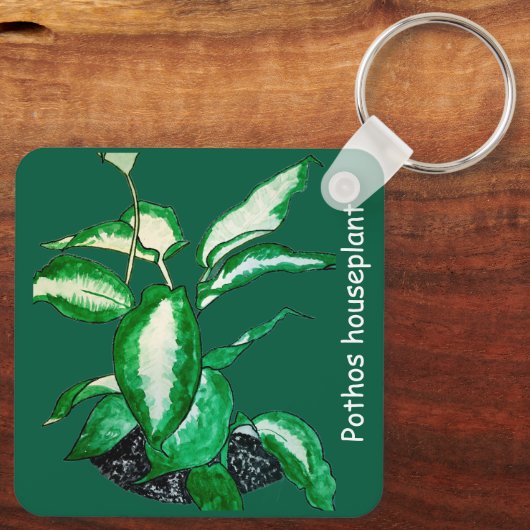 Pothos-kamerplant Sleutelhanger (Achterkant)