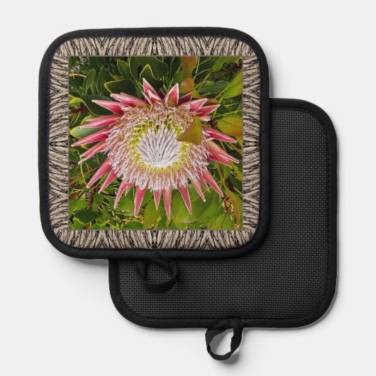 Pothouder met mooie Protea Pannenlap (Voorkant / Achterkant)