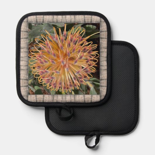 Pothouder met mooie Protea Pannenlap (Voorkant / Achterkant)