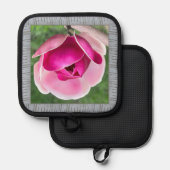 Pothouder met mooie roze Magnolia Pannenlap (Voorkant / Achterkant)