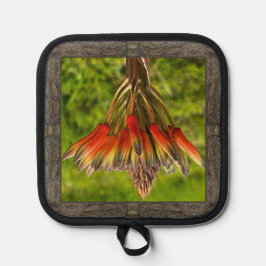 Pothouder met opvallende Oranje Aloë Flower Pannenlap